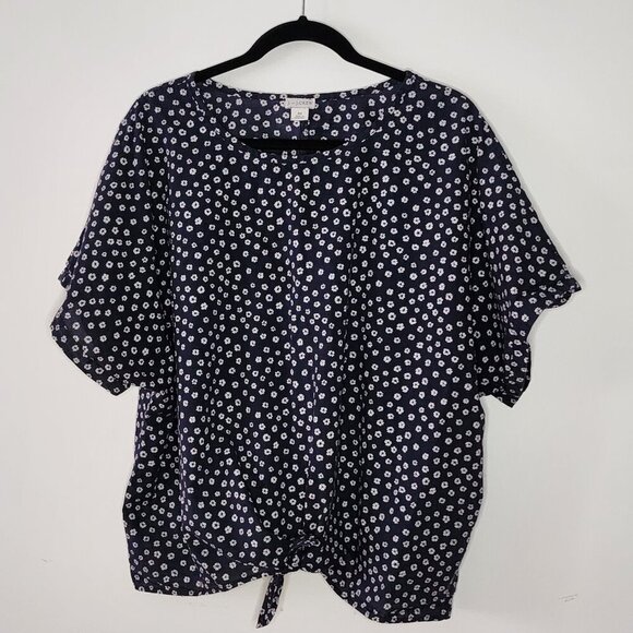 J. by J.Crew Navy Floral Cotton Blouse – Size 3X - Picture 1 of 5